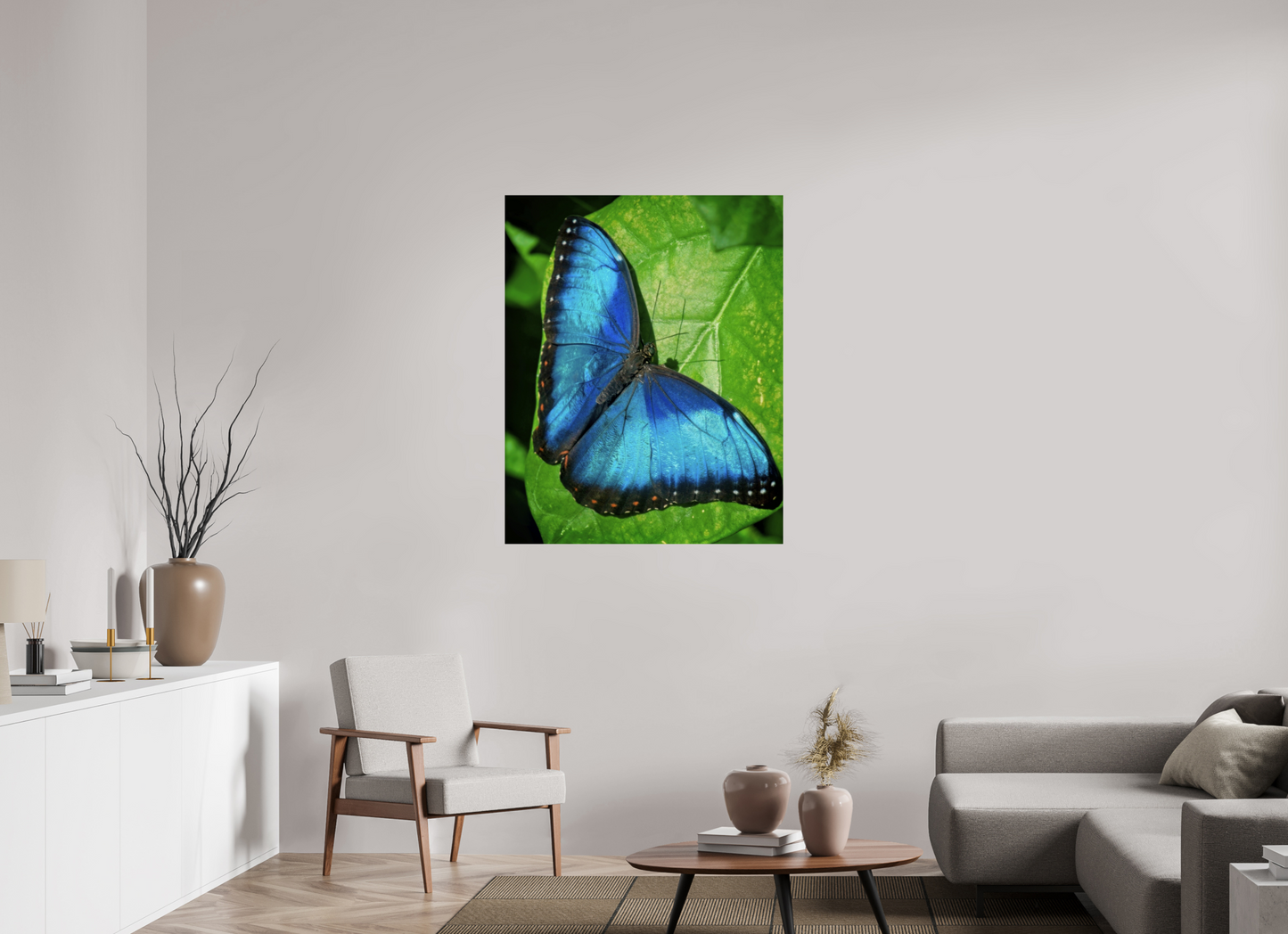 90 x 112.8 cm, Metal Blue morpho, Butterfly Calgary Zoo Alberta