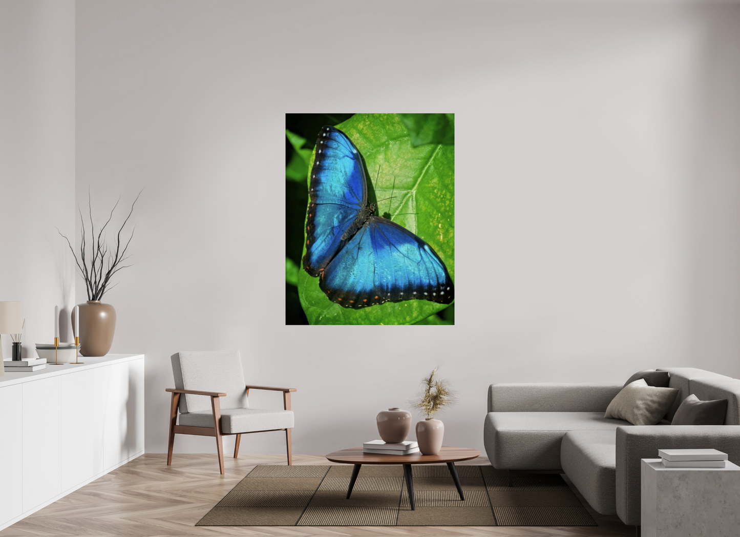 120 x 150.3 cm, Metal Blue morpho, Butterfly Calgary Zoo Alberta