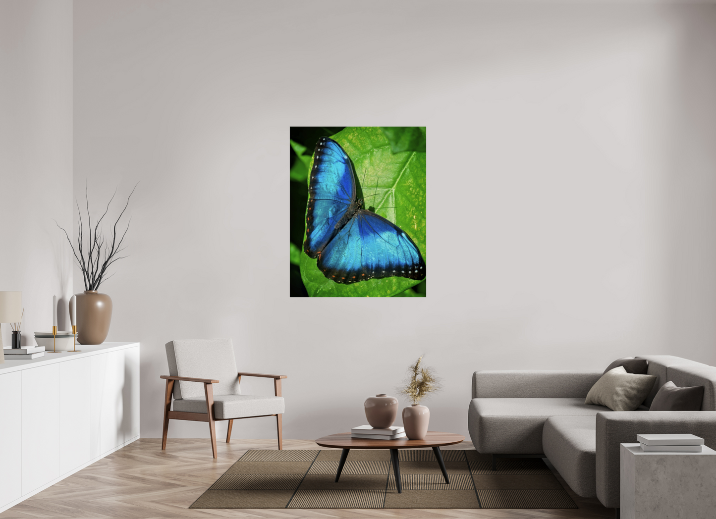 100 x 125.3 cm, Metal Blue morpho, Butterfly Calgary Zoo Alberta