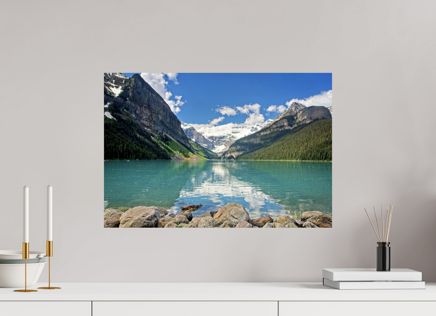 58.9 x 40 cm, Metal Lake Louise Banff National Park Alberta