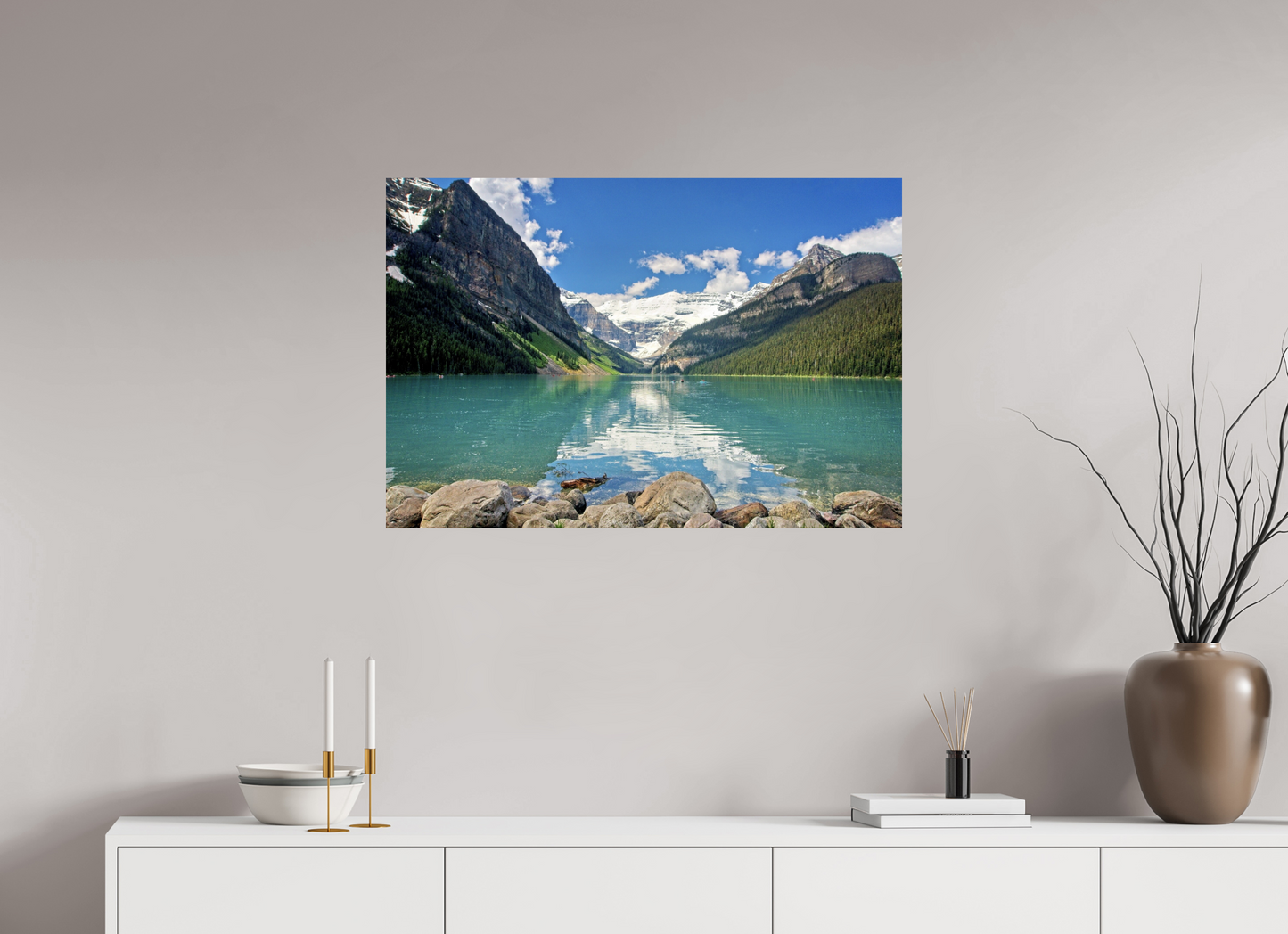88.4 x 60 cm, Metal Lake Louise Banff National Park Alberta